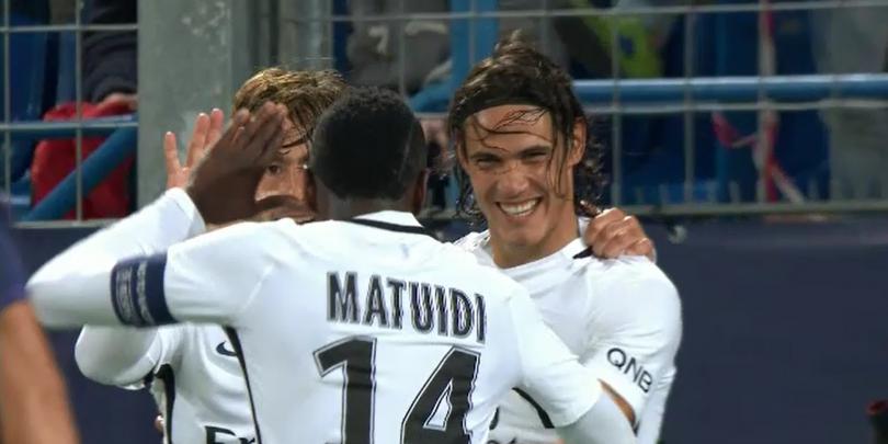 Edinson Cavani a marcat patru goluri în partida Caen - Paris Saint-Germain, scor 0-6