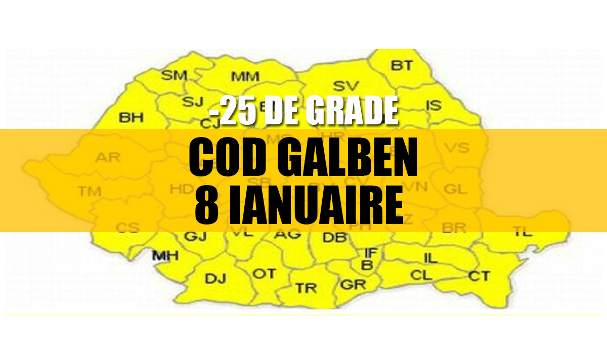 VREMA: Cod galben de VISCOL 8 ianuarie, starea vremii în România, -16 și - 25 de grade