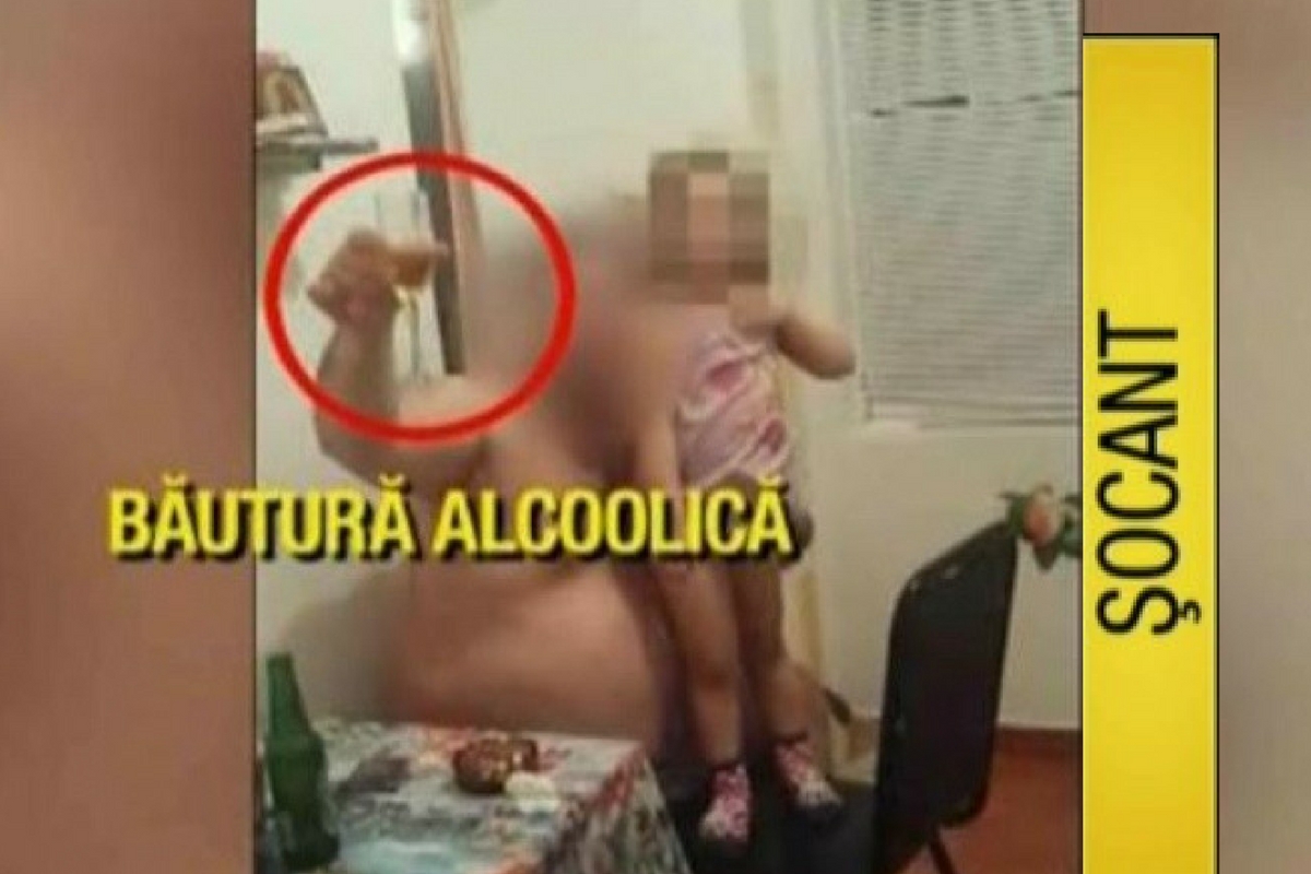 Un tată din România a intrat în atenția autorităților, după ce i-a dat să bea alcool fetiței sale. Mama a filmat scena și a îndemnat copila să bea.