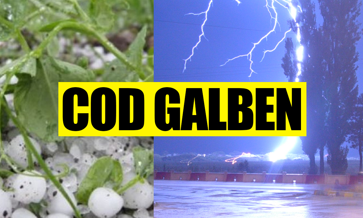COD GALBEN: vânt, ploaie și grindină în 4 județe
