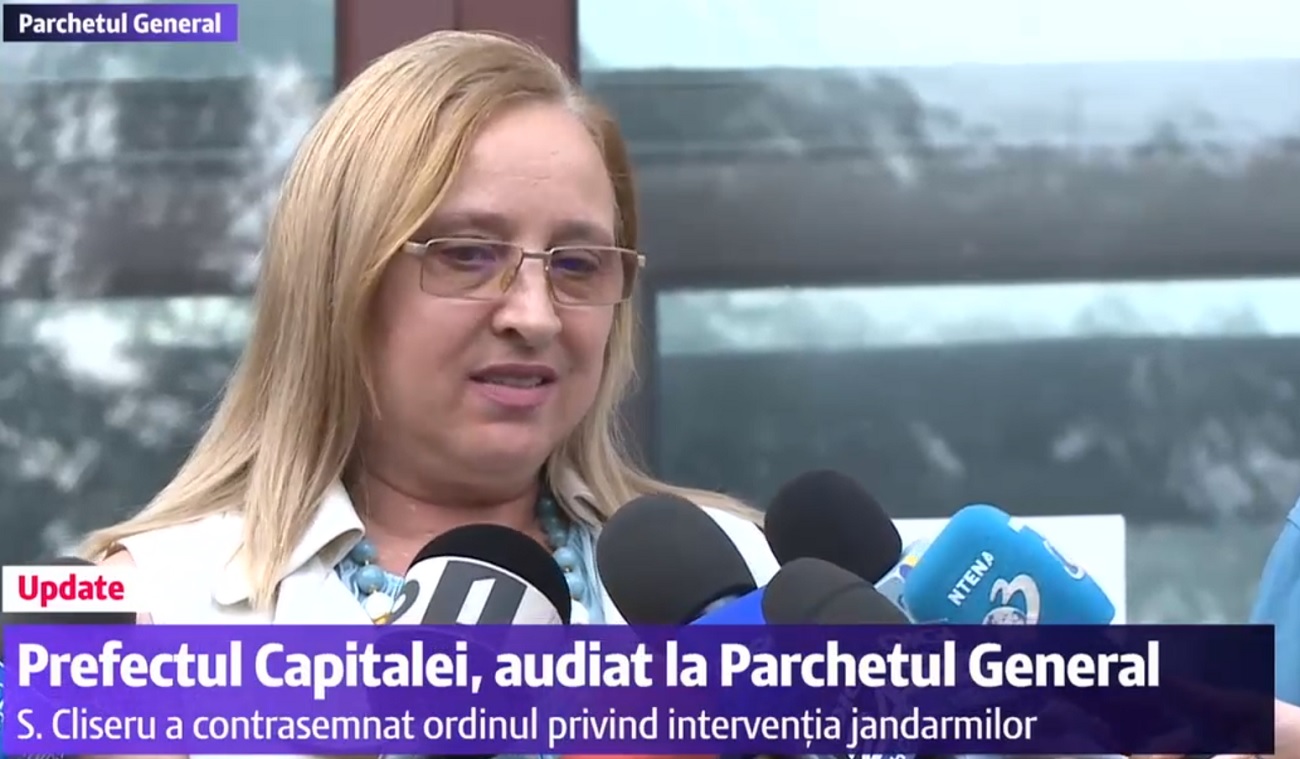 Prefectul Capitalei, Speranța Cliseru, a dat primele declarații, la ieșirea de la Parchetul General, după intervenția Jandarmeriei la protest.