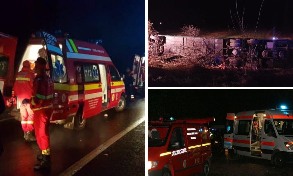 Hunedoara: Accident de autocar pe DN 7. Un mort și 32 de răniți