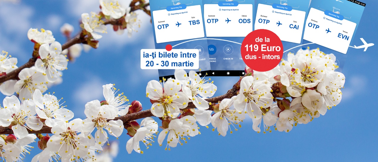 Ofertă Tarom de primvară zboruri dus-întors la doar 119 euro