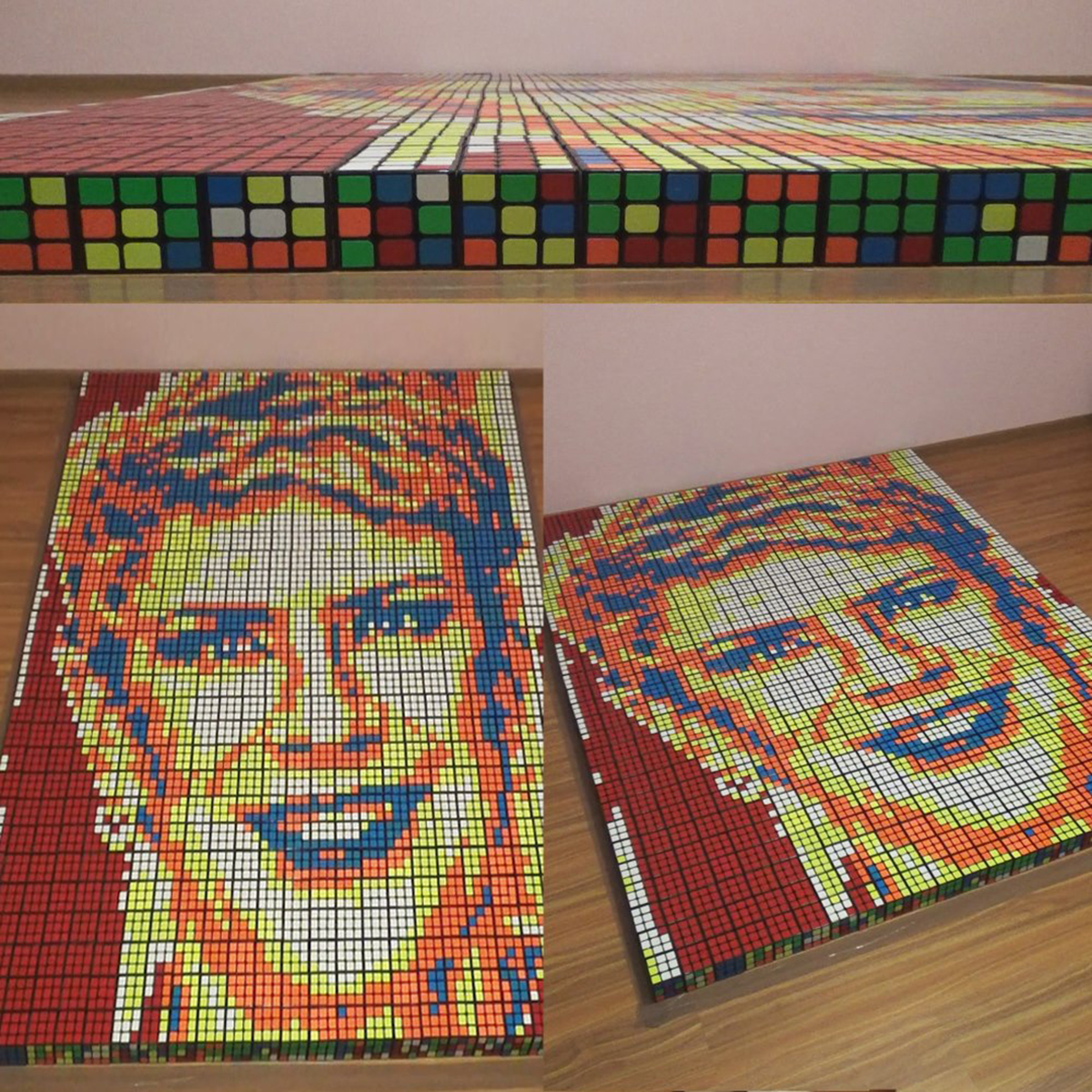 Teo Trandafir a primit un cadou unic! Un portret format din 720 de cuburi Rubik