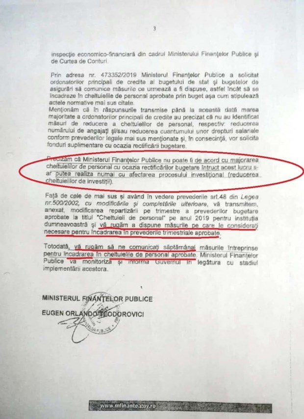 DOCUMENT Vlad Alexandrescu: Teodorovici a trimis tuturor instituțiilor publice din țară o notificare prin care cere „reducerea numărului de angajați și/sau reducerea cuantumului unor drepturi salariale