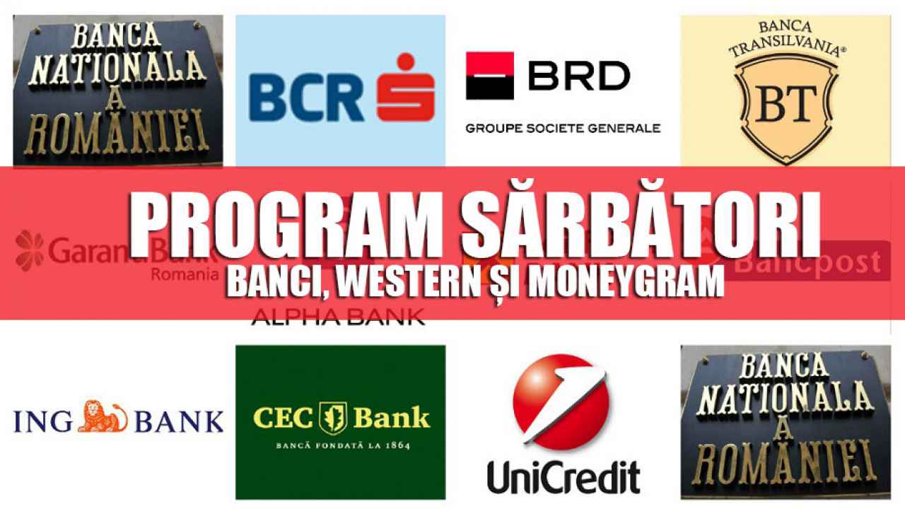Program bănci 24 ianuarie BCR, Transilvania, BRD, ING, Unicredit, CEC, Alpha, Garanti, Raiffeisen