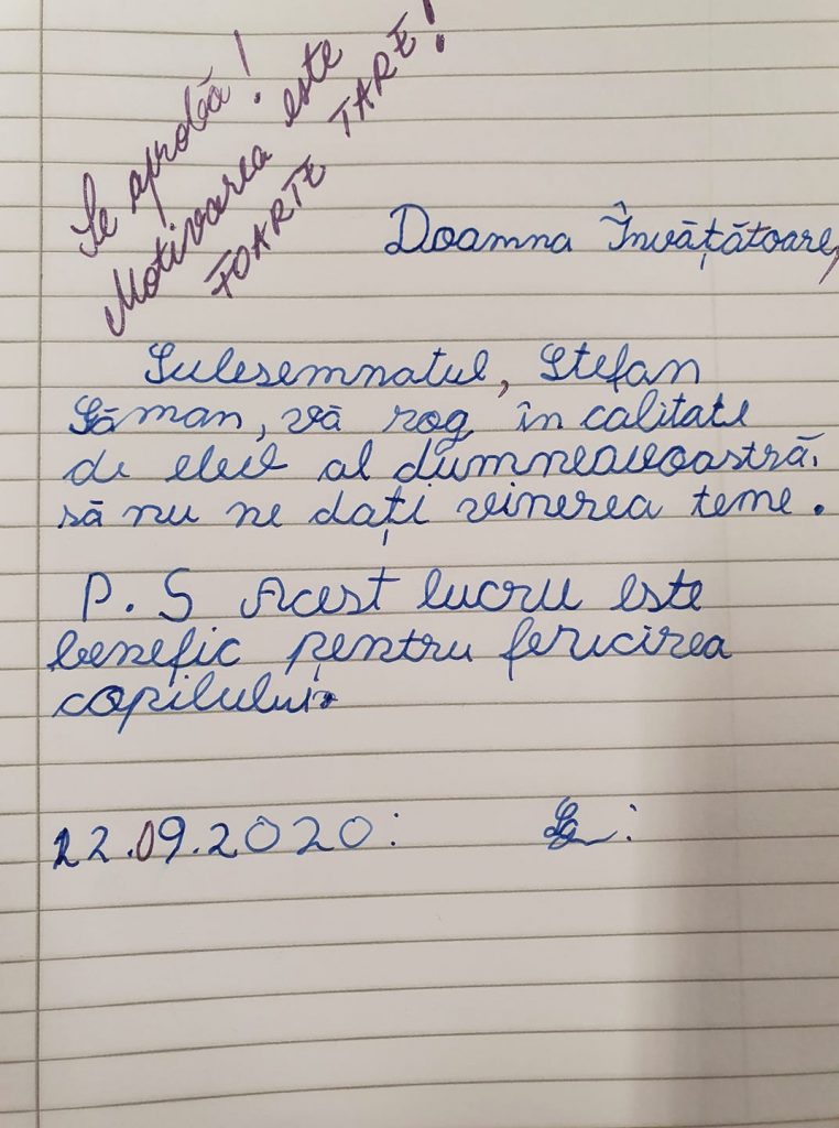 Scrisoarea elevului către învățătoare a impresionat-o. Ce i-a cerut