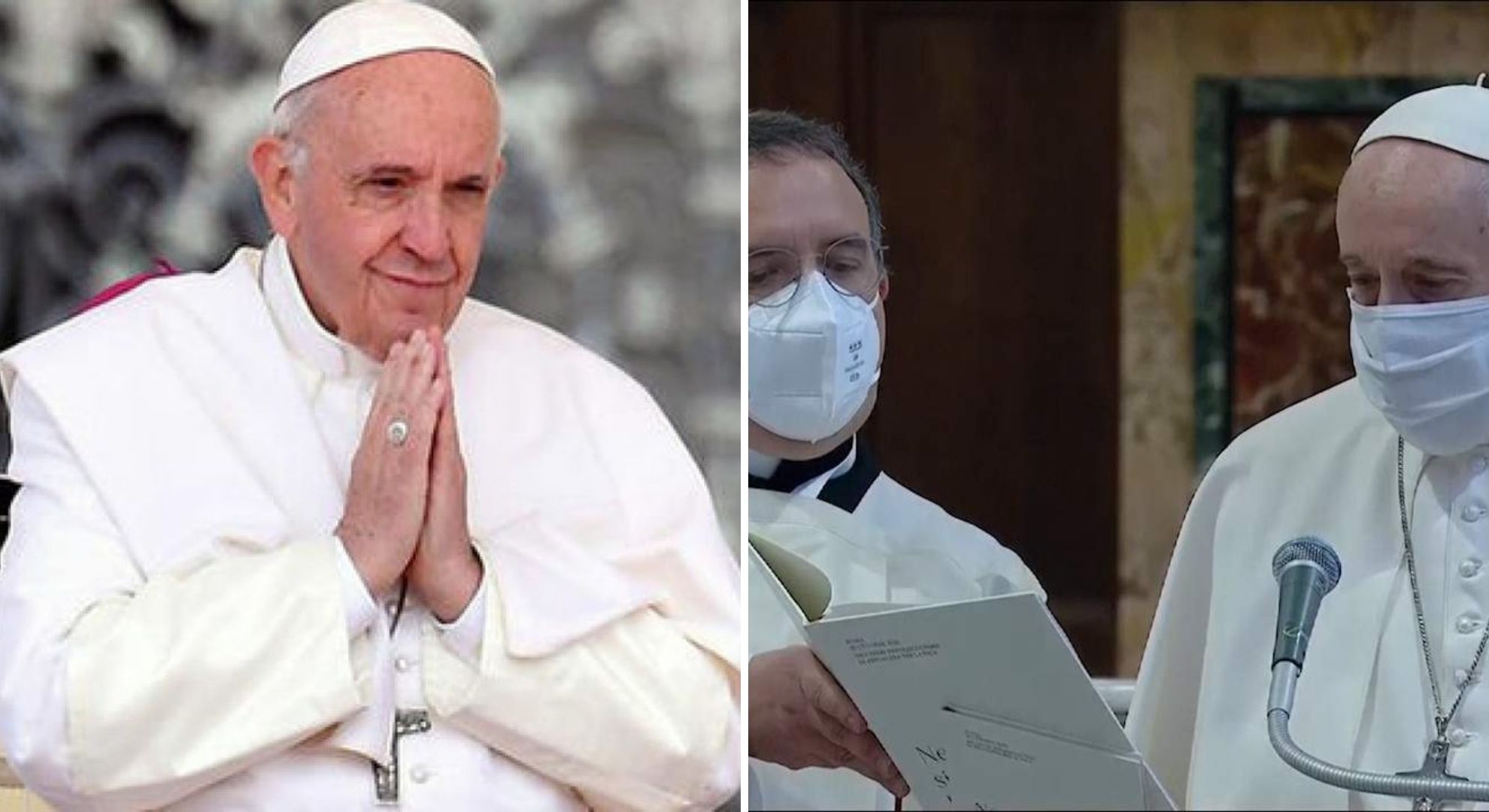 Papa Francisc, prima slujbă cu masca de protecție pe față