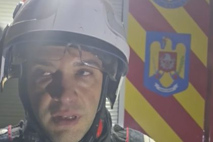 George Popescu, pompier ISU Argeș, după intervenția de la Focul lui Sumedru din satul Zăvoi